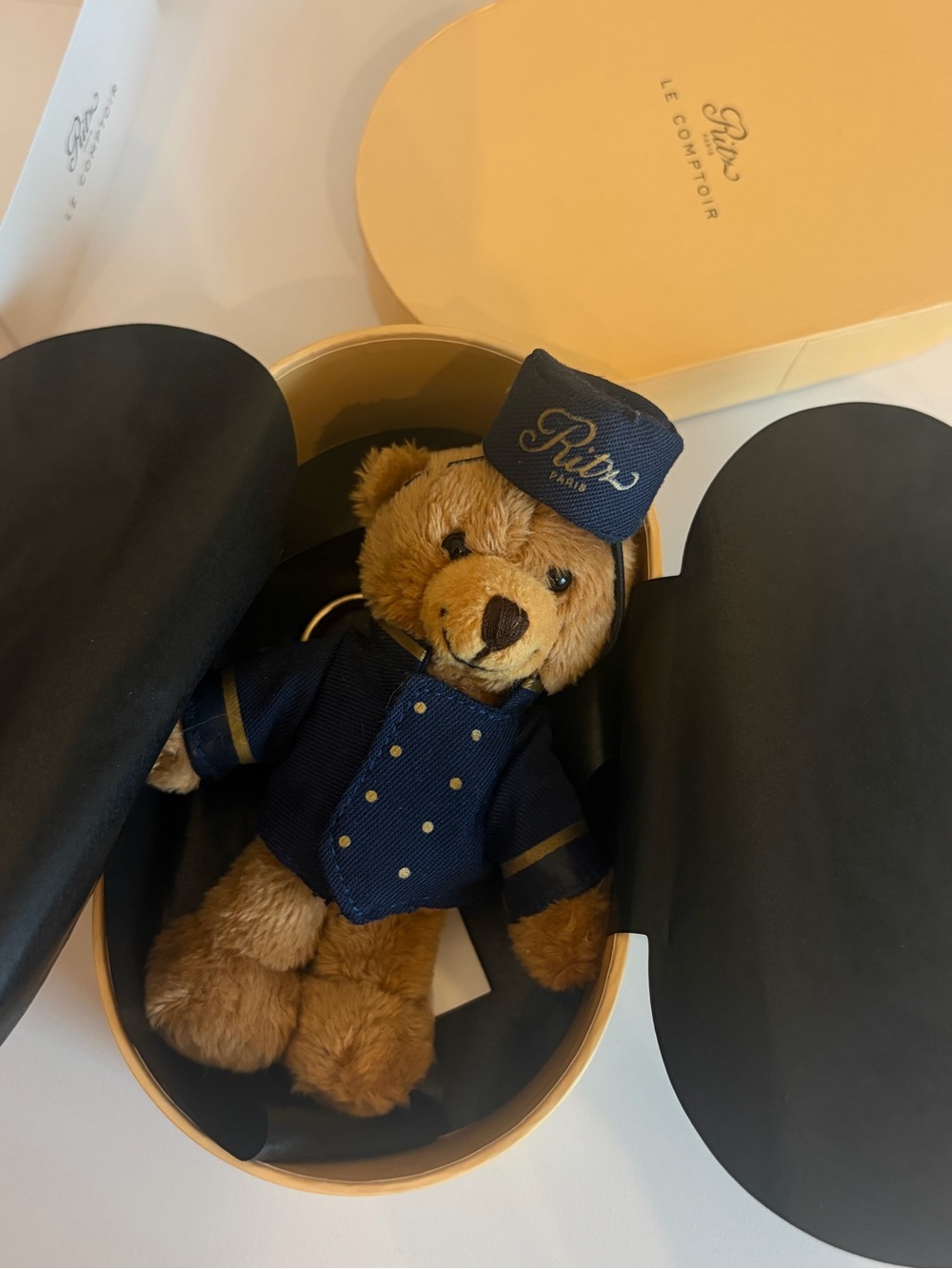 Ritz Paris Teddy Bear Keychain in box